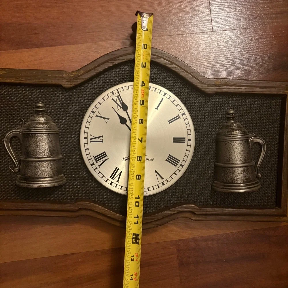Seth Thomas Wall Clock‎ Roman Numerals Pewter Tankard Accents Made USA untested